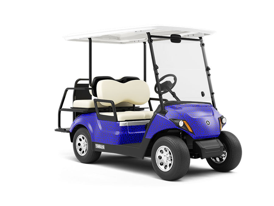 Blue Leopard Wrapped Golf Cart