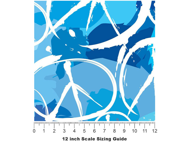 Blue Peace Graffiti Vinyl Film Pattern Size 12 inch Scale~Rwraps Blue Peace Graffiti Sizing Chart~3
