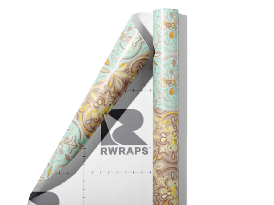 Blue Poppy Tile Wrap Film Sheets~Rwraps Series 914 Blue Poppy Tile Scrolled Sheet~4