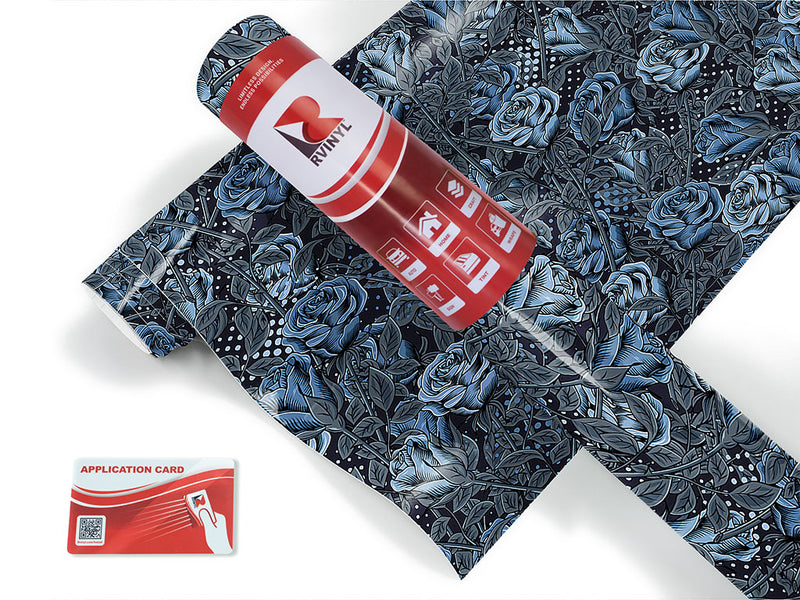 blue rose floral Craft Vinyl Roll