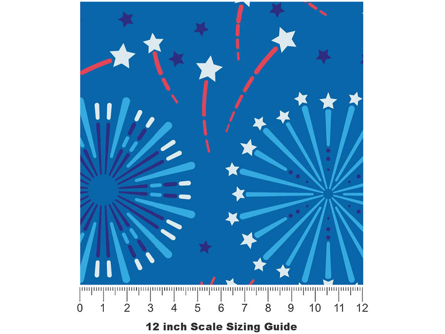 Blue Skies Americana Vinyl Film Pattern Size 12 inch Scale~Rwraps Blue Skies Americana Sizing Chart~3