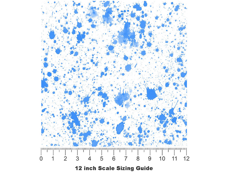 Blue Smears Paint Splatter Vinyl Film Pattern Size 12 inch Scale~Rwraps Blue Smears Paint Splatter Sizing Chart~2