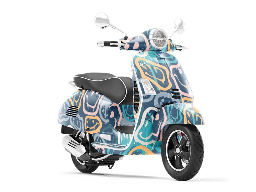 Blue Smiles Graffiti Vespa Scooter Wrap Film