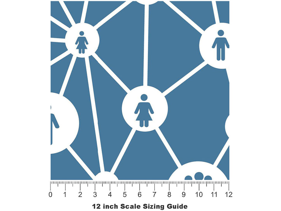 Blue Social Technology Vinyl Film Pattern Size 12 inch Scale~Rwraps Blue Social Technology Sizing Chart~3