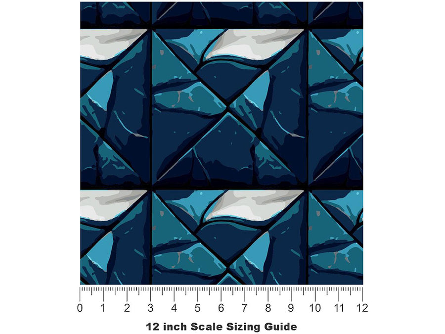 Blue Square Tile Vinyl Film Pattern Size 12 inch Scale~Rwraps Blue Square Tile Sizing Chart~3