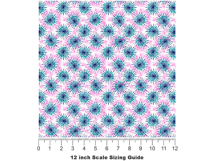 Blue Sunshine Tie Dye Vinyl Film Pattern Size 12 inch Scale~Rwraps Blue Sunshine Tie Dye Sizing Chart~2