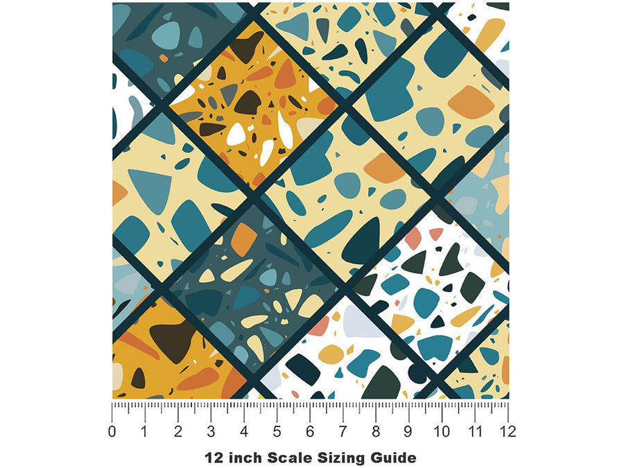 Blue Tile Vinyl Film Pattern Size 12 inch Scale~Rwraps Blue Tile Sizing Chart~3