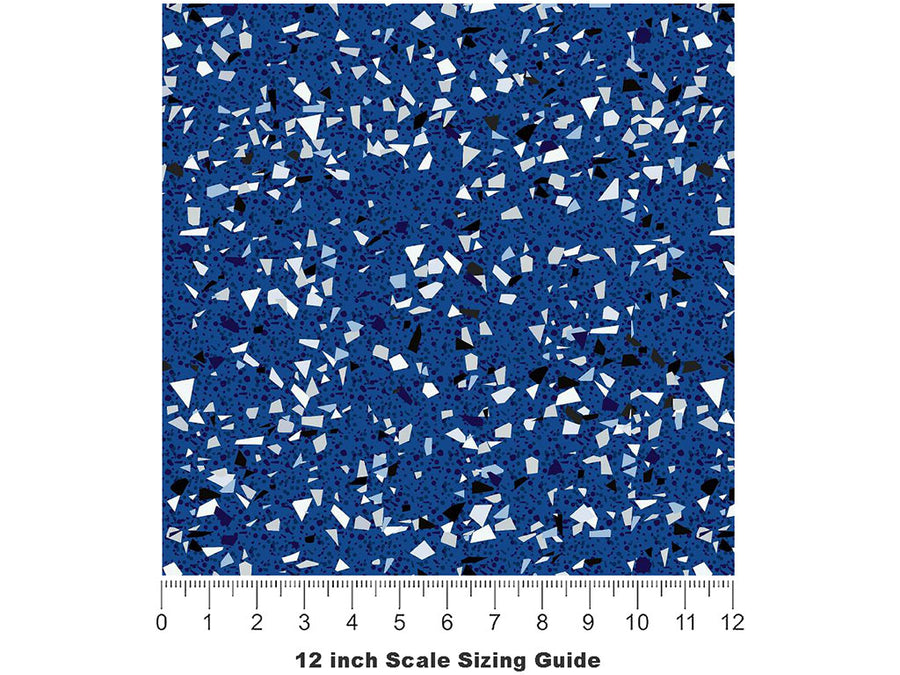 Blue Terrazzo Vinyl Film Pattern Size 12 inch Scale~Rwraps Blue Terrazzo Sizing Chart~2