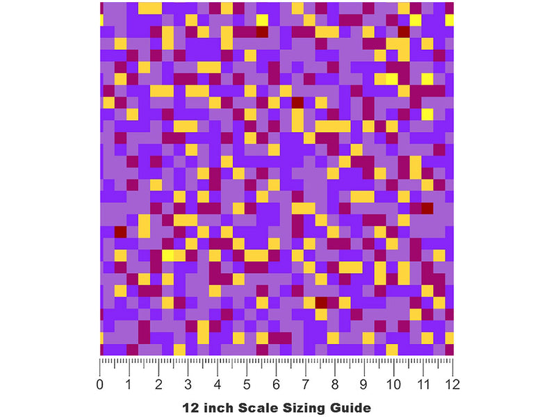 Blue Violet Pixel Vinyl Film Pattern Size 12 inch Scale~Rwraps Blue Violet Pixel Sizing Chart~2