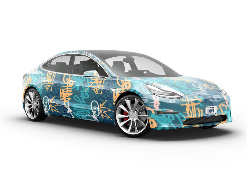 Blue Wilderness Graffiti Vehicle Vinyl Wrap