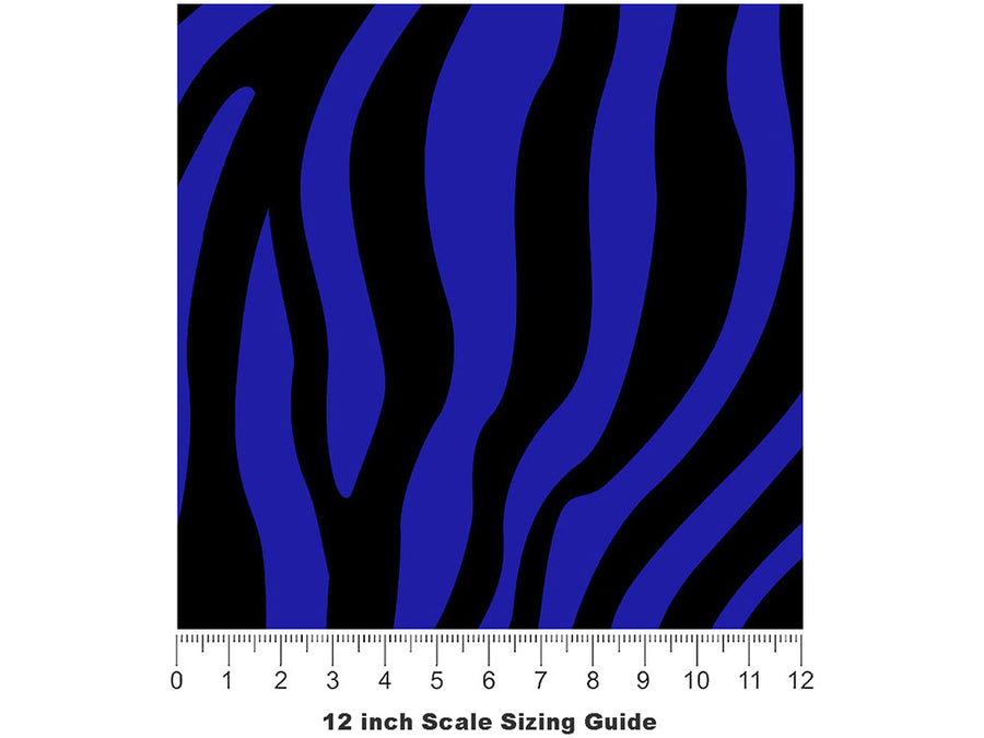 Blue Zebra Vinyl Film Pattern Size 12 inch Scale~Rwraps Blue Zebra Sizing Chart~3