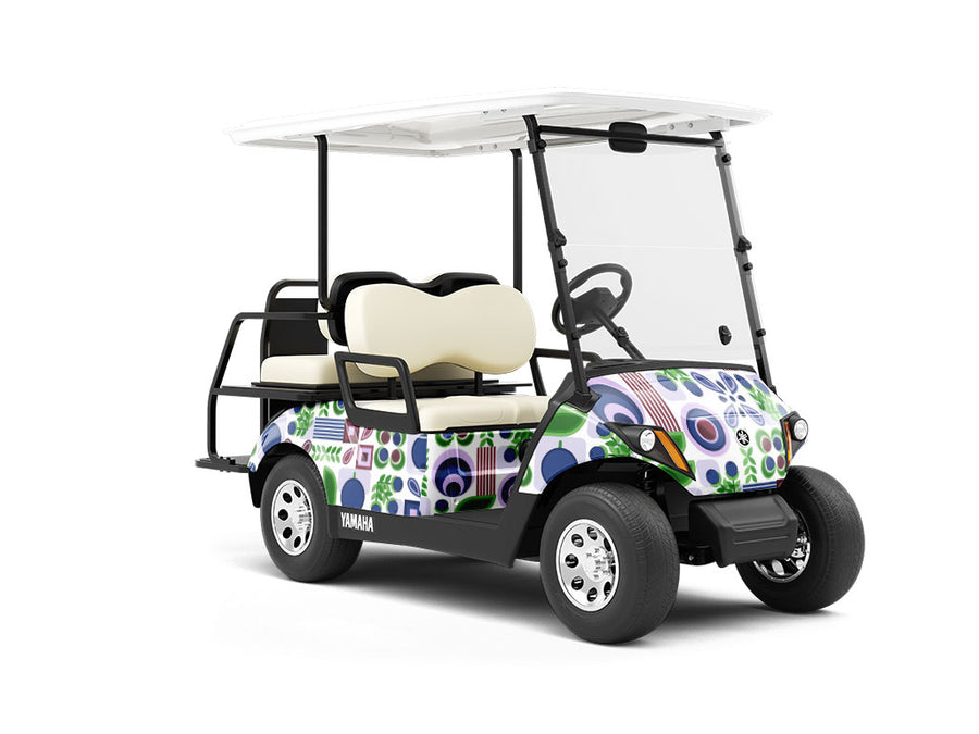 Blueberries Abound Mosaic Wrapped Golf Cart