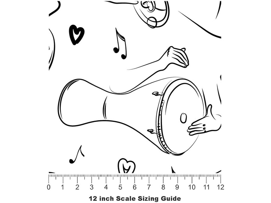 Bluegrass Soul Music Vinyl Film Pattern Size 12 inch Scale~Rwraps Bluegrass Soul Music Sizing Chart~2