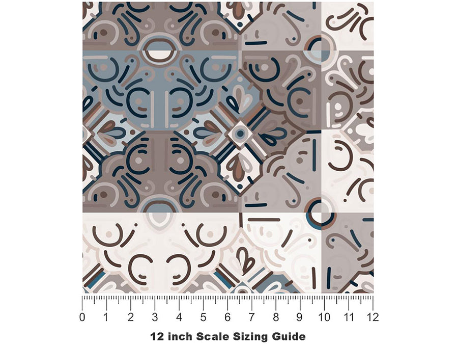 Bluestar Tile Vinyl Film Pattern Size 12 inch Scale~Rwraps Bluestar Tile Sizing Chart~3