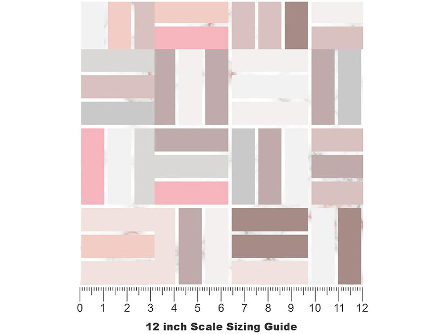 Blush Pink Brick Vinyl Film Pattern Size 12 inch Scale~Rwraps Blush Pink Brick Sizing Chart~3
