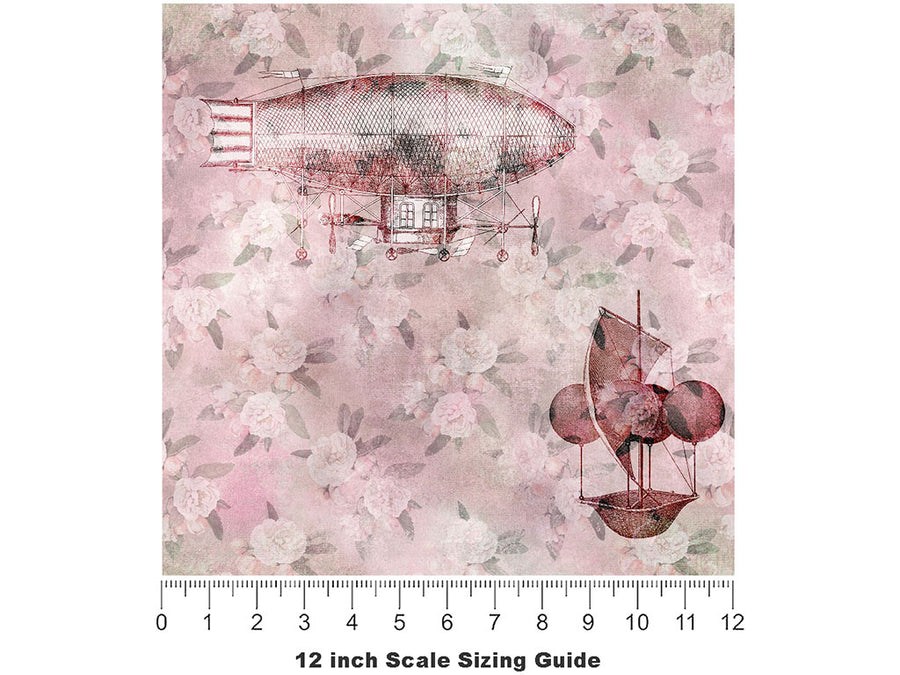 Blushing Dirigibles Steampunk Vinyl Film Pattern Size 12 inch Scale~Rwraps Blushing Dirigibles Steampunk Sizing Chart~2