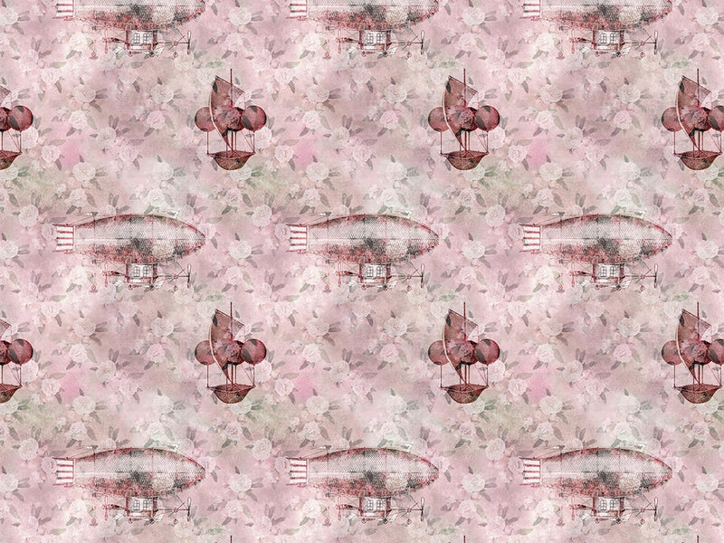 Blushing Dirigibles Steampunk Vinyl Wrap Pattern~Rwraps Series 914 Digitally Printed Vinyl Wrap~0
