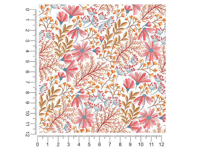 blushing foliage floral 1ft x 1ft Craft Sheets