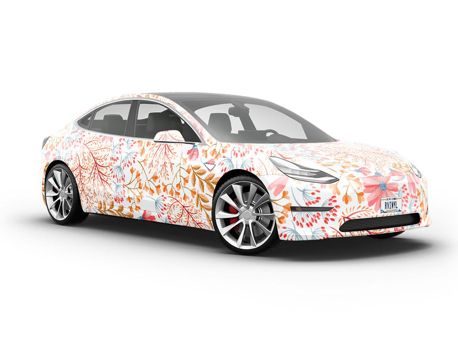 Blushing Foliage Floral Vehicle Vinyl Wrap