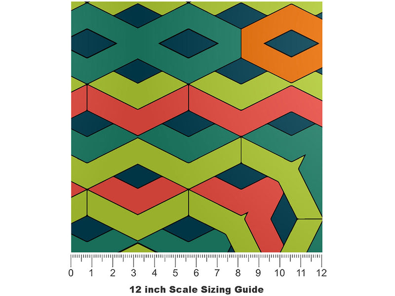 Boogie Woogie Art Deco Vinyl Film Pattern Size 12 inch Scale~Rwraps Boogie Woogie Art Deco Sizing Chart~2