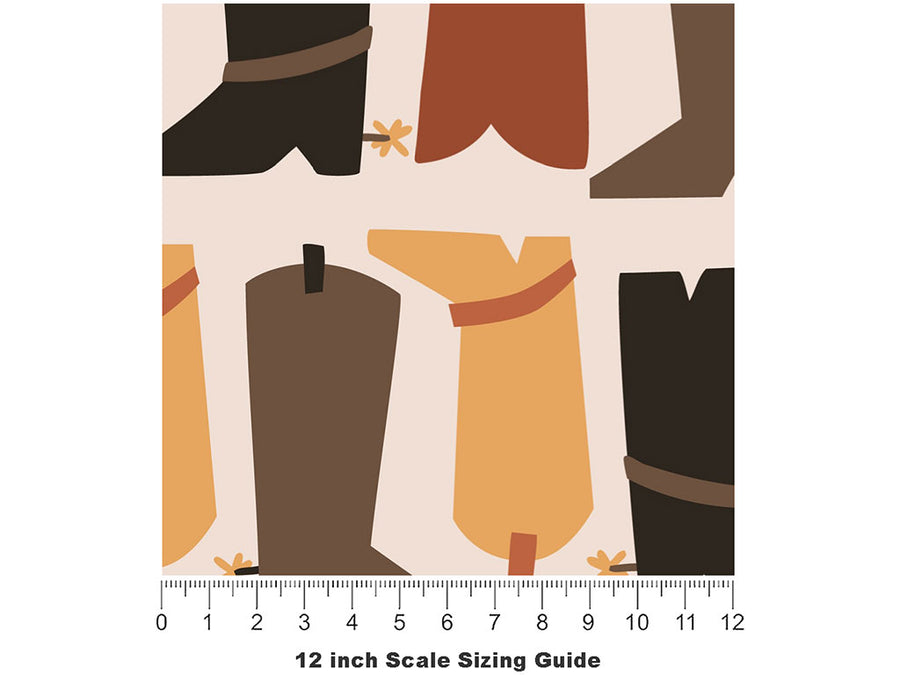 Boot Selection Cowboy Vinyl Film Pattern Size 12 inch Scale~Rwraps Boot Selection Cowboy Sizing Chart~2