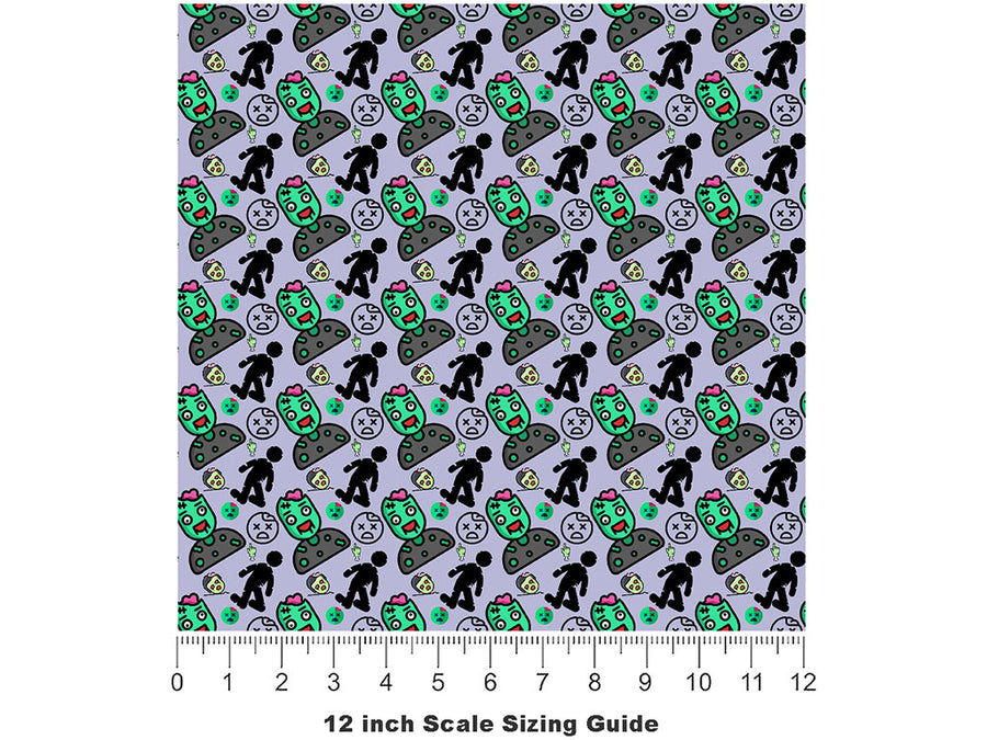 Brain Dead Zombie Vinyl Film Pattern Size 12 inch Scale~Rwraps Brain Dead Zombie Sizing Chart~2