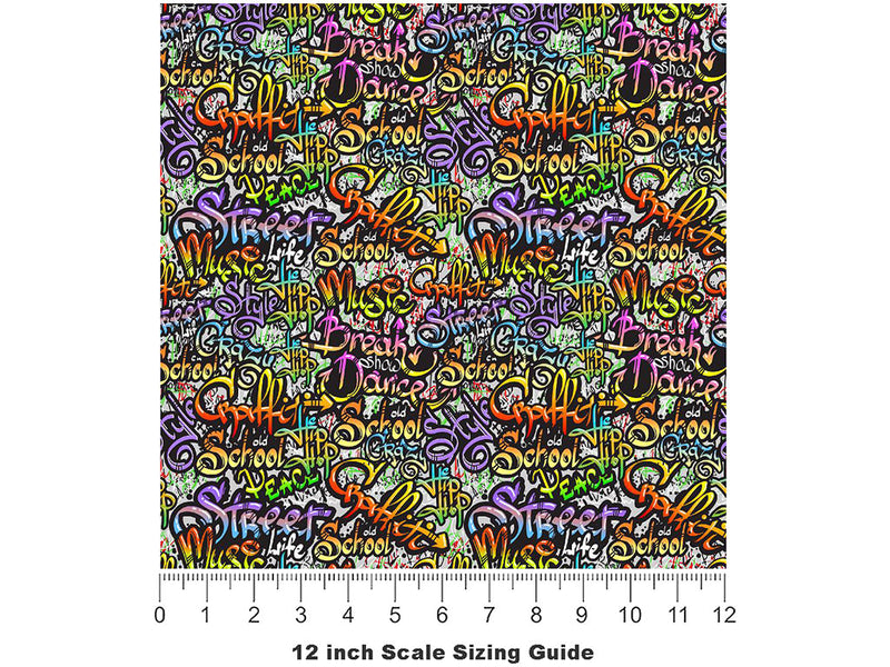 Break Dance Sticker Bomb Vinyl Film Pattern Size 12 inch Scale~Rwraps Break Dance Sticker Bomb Sizing Chart~3