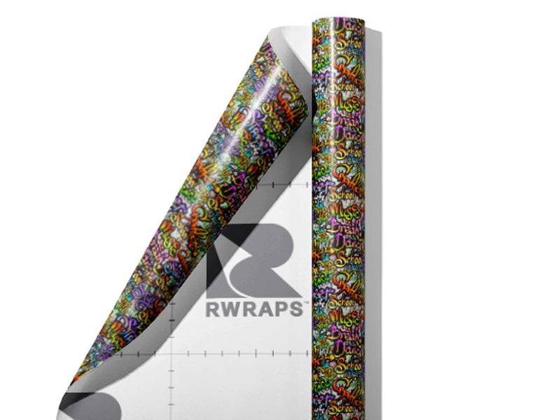 Break Dance Sticker Bomb Wrap Film Sheets~Rwraps Series 914 Break Dance Sticker Bomb Scrolled Sheet~4