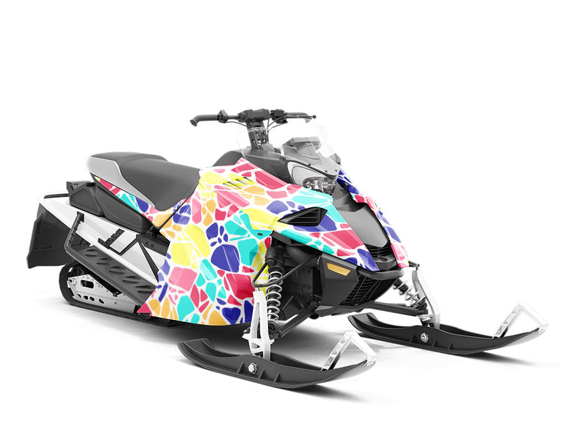 Bright Rainbow Cobblestone Custom Wrapped Snowmobile