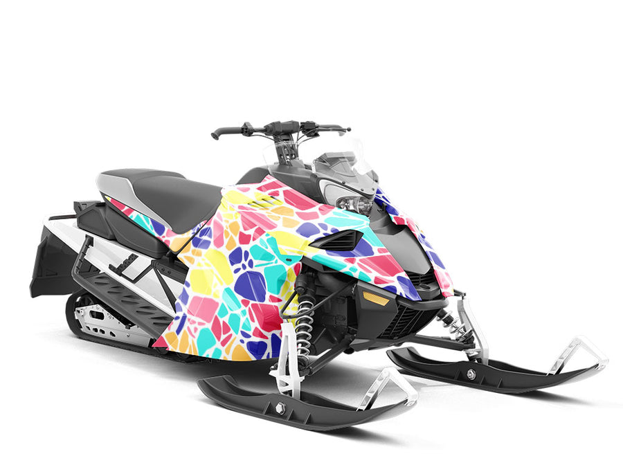 Bright Rainbow Cobblestone Custom Wrapped Snowmobile