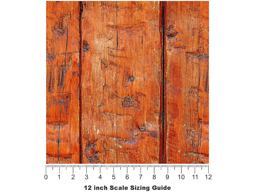 Bronze Wood Plank Vinyl Film Pattern Size 12 inch Scale~Rwraps Bronze Wood Plank Sizing Chart~3
