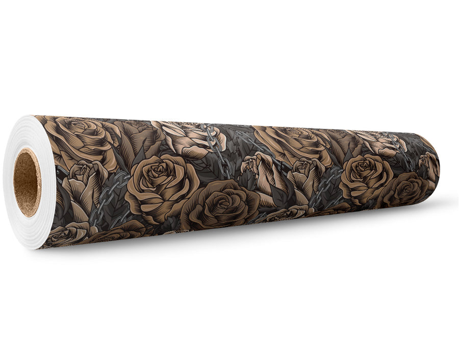 Brown Chain Floral Wrap Film Wholesale Roll~Rwraps Series 914 Digitally Printed Vinyl Roll~5