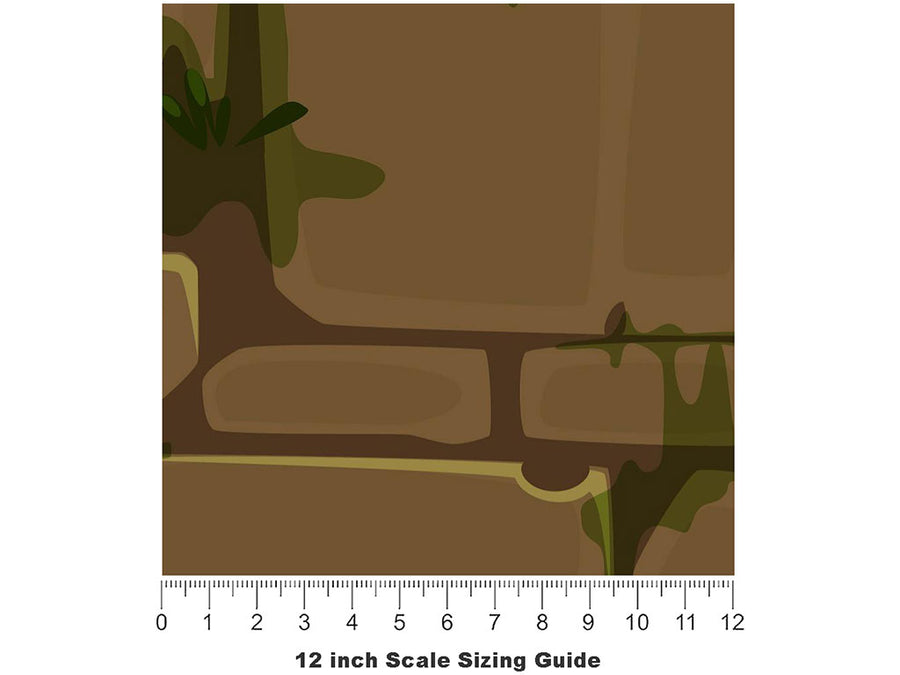 Brown Mossy Brick Vinyl Film Pattern Size 12 inch Scale~Rwraps Brown Mossy Brick Sizing Chart~3