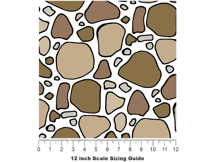 Brown Cobblestone Vinyl Film Pattern Size 12 inch Scale~Rwraps Brown Cobblestone Sizing Chart~3