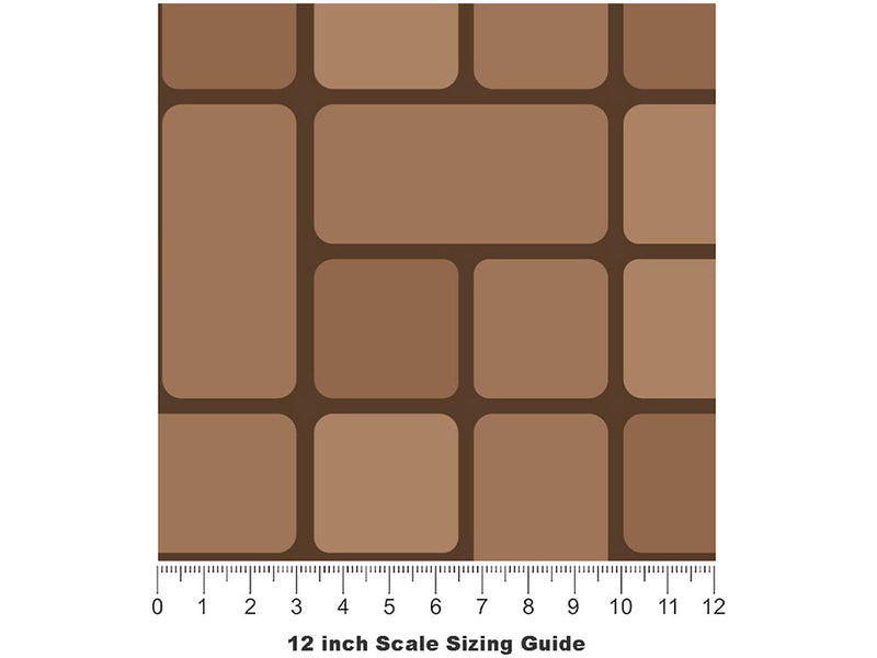 Brown Brick Vinyl Film Pattern Size 12 inch Scale~Rwraps Brown Brick Sizing Chart~3