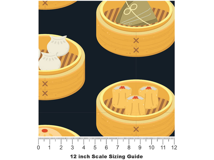 Bun Steamer Food Vinyl Film Pattern Size 12 inch Scale~Rwraps Bun Steamer Food Sizing Chart~2