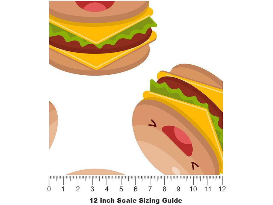 Burger Buddies Americana Vinyl Film Pattern Size 12 inch Scale~Rwraps Burger Buddies Americana Sizing Chart~3