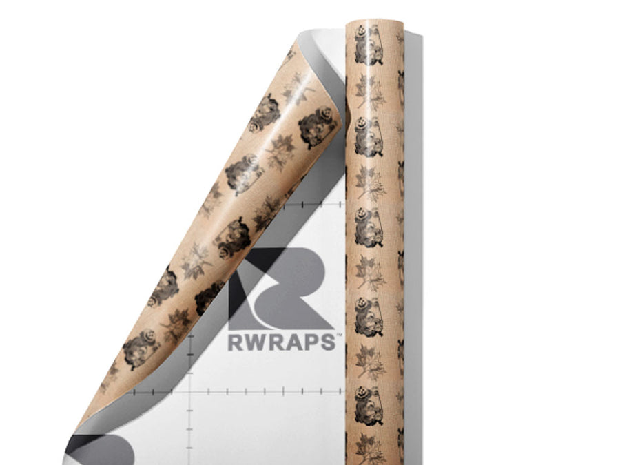 Burlap Harvest Horror Wrap Film Sheets~Rwraps Series 914 Burlap Harvest Horror Scrolled Sheet~3