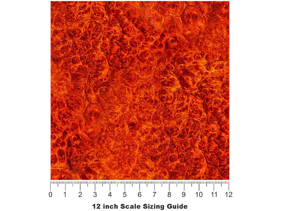 Burma Padauk-Burlwood Woodgrain Vinyl Film Pattern Size 12 inch Scale~Rwraps Burma Padauk-Burlwood Woodgrain Sizing Chart~3