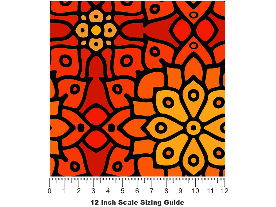 Burning Lilly Art Deco Vinyl Film Pattern Size 12 inch Scale~Rwraps Burning Lilly Art Deco Sizing Chart~2