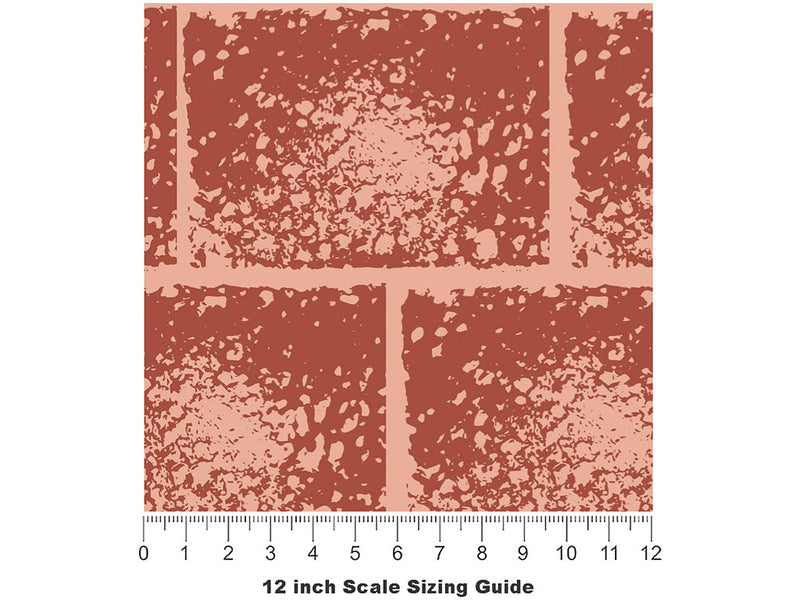 Burnt Orange Brick Vinyl Film Pattern Size 12 inch Scale~Rwraps Burnt Orange Brick Sizing Chart~3