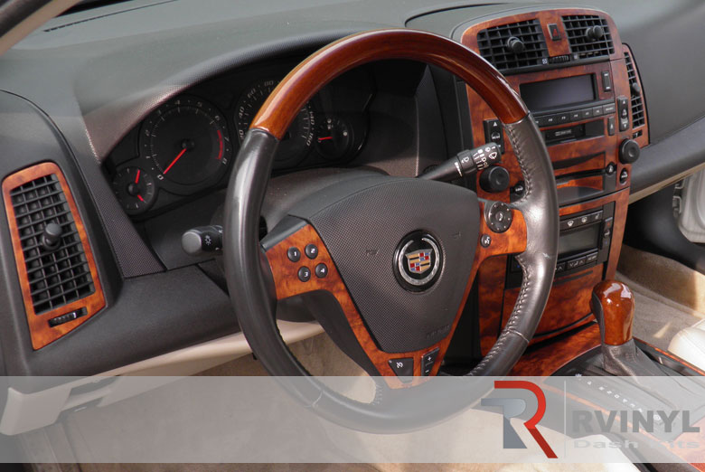 Cadillac CTS Custom Wood Dash Kit~Honey Burlwood Dash Trim Kit installed on a Cadillac CTS~2