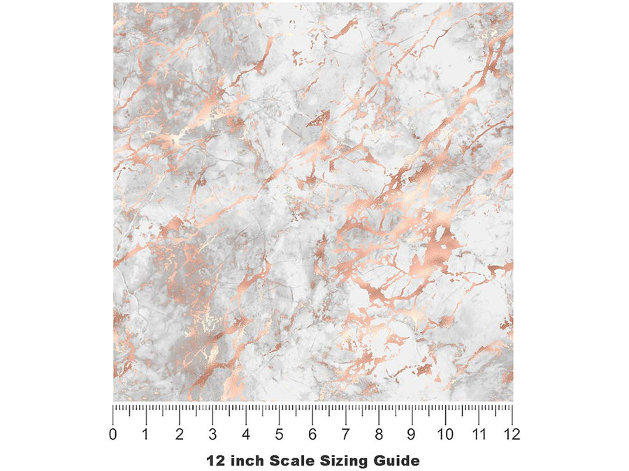 Calacatta Rose-Gold Marble Vinyl Film Pattern Size 12 inch Scale~Rwraps Calacatta Rose-Gold Marble Sizing Chart~2