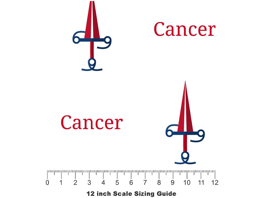 Cancer Swords Astrology Vinyl Film Pattern Size 12 inch Scale~Rwraps Cancer Swords Astrology Sizing Chart~2