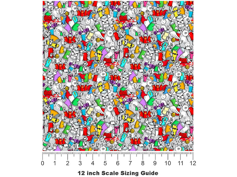 Cannon Fire Graffiti Vinyl Film Pattern Size 12 inch Scale~Rwraps Cannon Fire Graffiti Sizing Chart~2