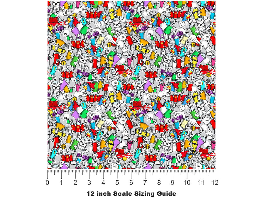 Cannon Fire Graffiti Vinyl Film Pattern Size 12 inch Scale~Rwraps Cannon Fire Graffiti Sizing Chart~2
