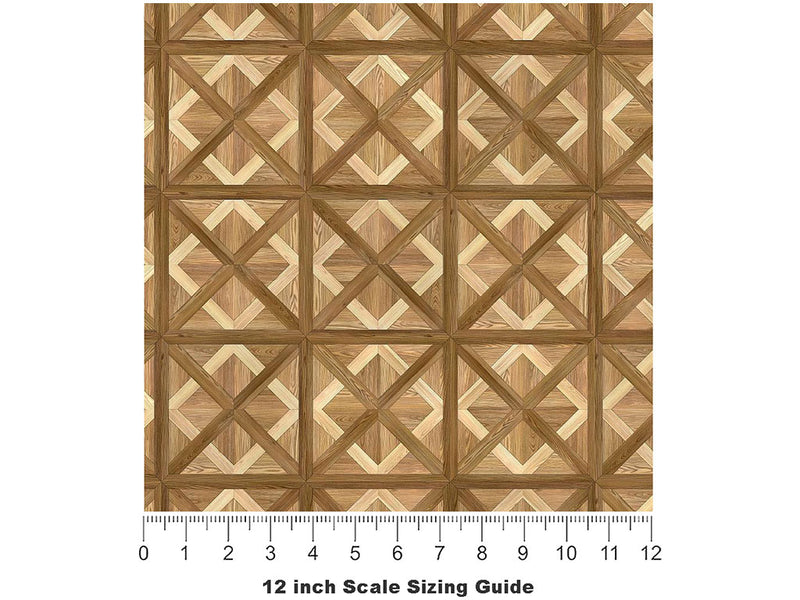 Cappuccino Stain Wooden Parquet Vinyl Film Pattern Size 12 inch Scale~Rwraps Cappuccino Stain Wooden Parquet Sizing Chart~3