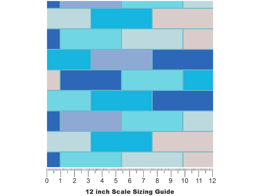Capri Blue Brick Vinyl Film Pattern Size 12 inch Scale~Rwraps Capri Blue Brick Sizing Chart~3