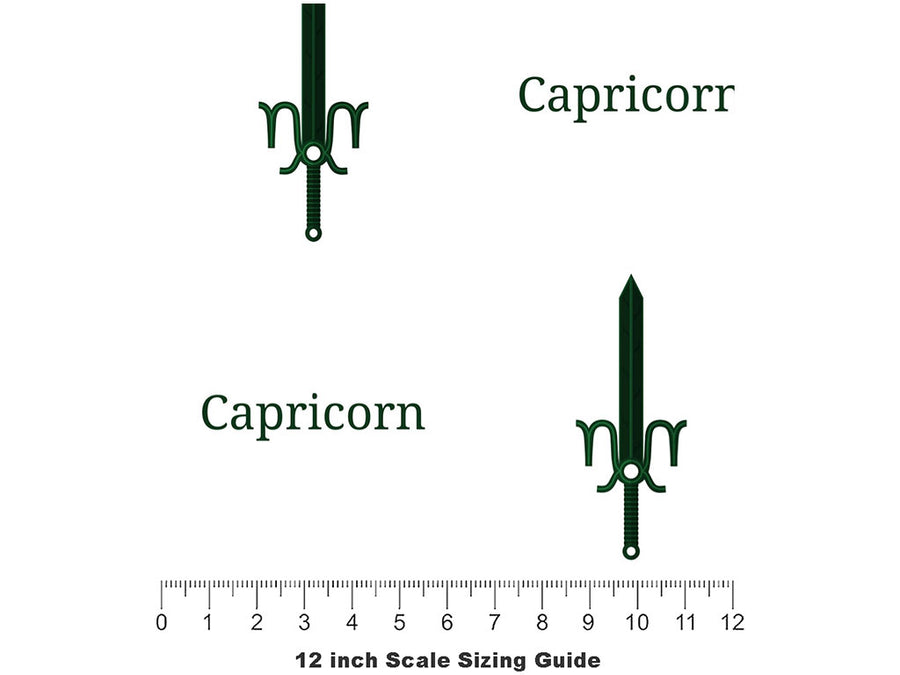 Capricorn Swords Astrology Vinyl Film Pattern Size 12 inch Scale~Rwraps Capricorn Swords Astrology Sizing Chart~2