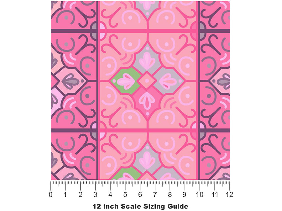 Carnation Tile Vinyl Film Pattern Size 12 inch Scale~Rwraps Carnation Tile Sizing Chart~3